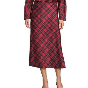 ANTONIO MELANI Red and Black Plaid A-Line Skirt